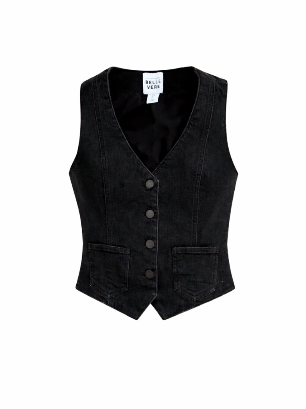 Black Vere • Black Denim Button-Up Vest